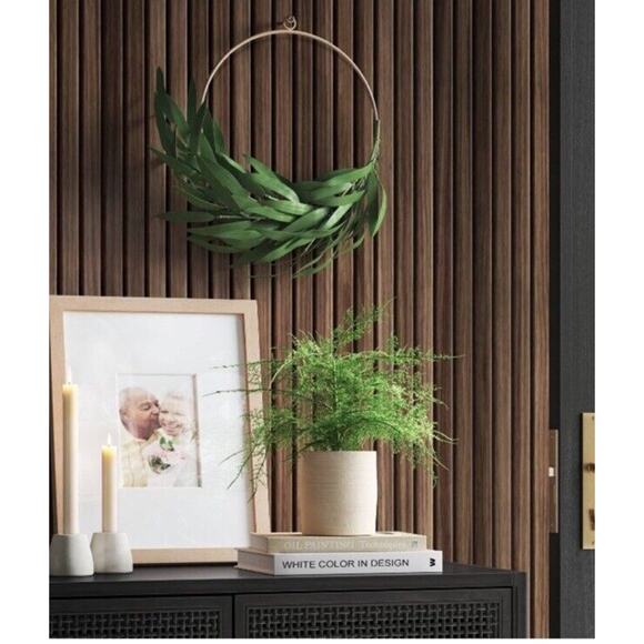 Threshold Faux Greenery Bamboo Wreath Ring Wall Sculpture Green -NWT - Picture 1 of 4